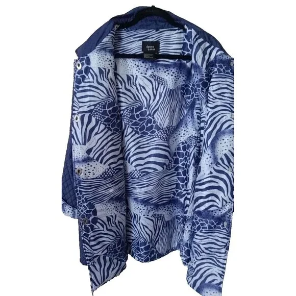 DENNIS BASSO Quilted Silk Jacket Womens Size 2x Blue Coat Outerwear Lined Jacket - Picture 2 of 11